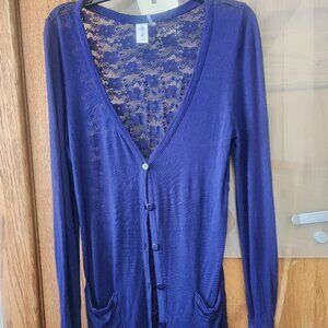 Indigo size med button cardigan worh lace back